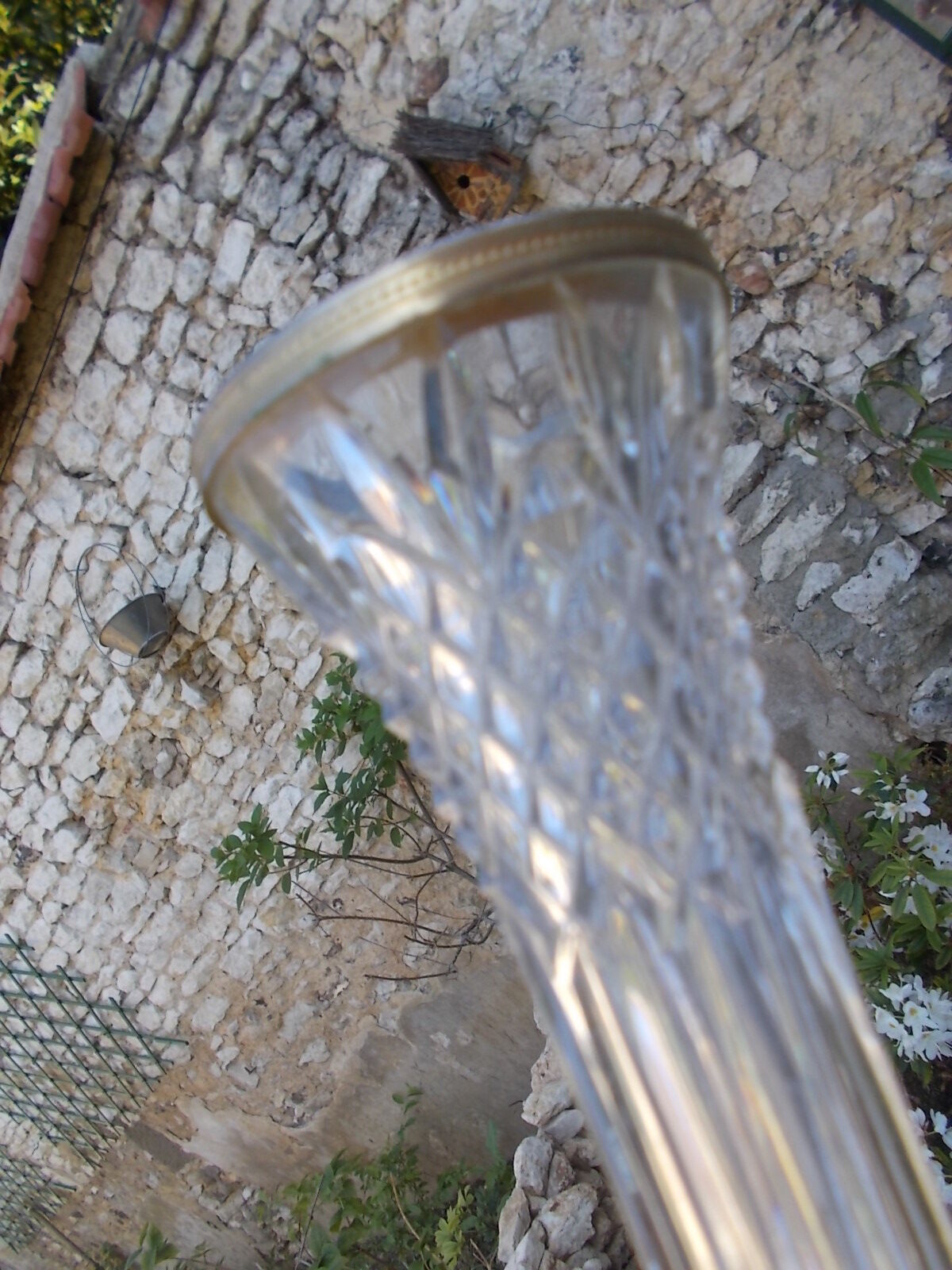 Old vase on molded glass standing
