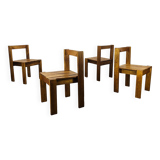 4 minimalist pine chairs Les Arcs, 1960s