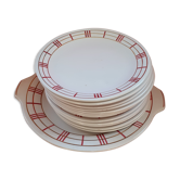 Main course + 12 dessert plates. Moulin des loups. France. Richelieu model.