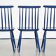 Set of 3 beautiful vintage 1960s blue wooden dining chairs/spindle chairs
