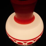 White opaline pendant lamp with red patterns 1970