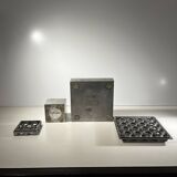 "Ultima15" set of 2 brutalist ashtrays, cast aluminum, ca 1970