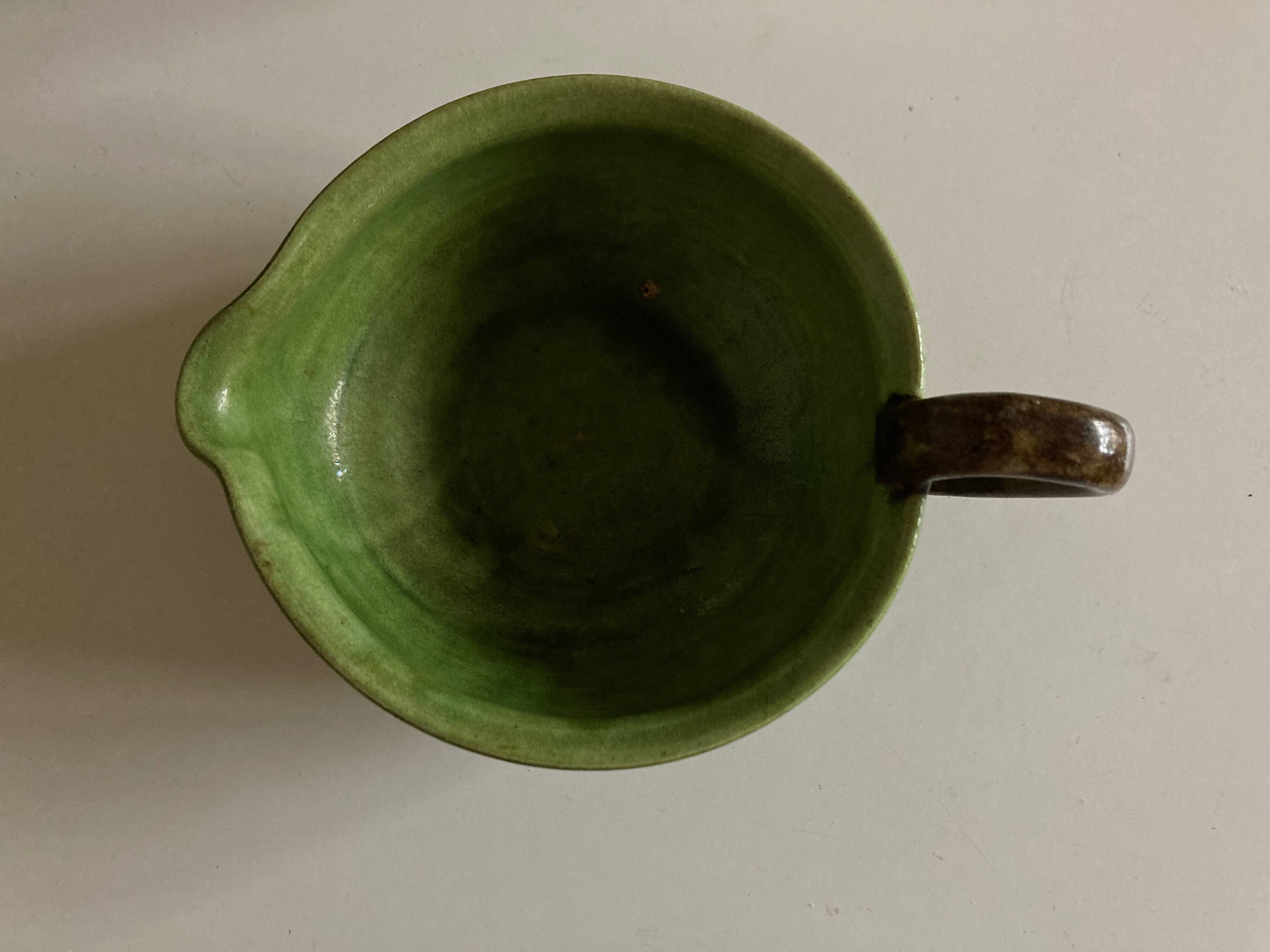 Green glazed earthenware bowl from Dieulefit 1960