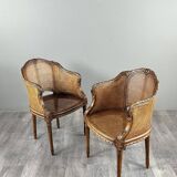 Pair of caned armchairs in Louis XVI style, 19th century