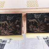 Mado buffet in wood, marble and copper, restored