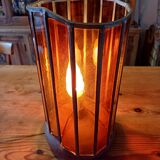 Vintage Lamp from the 60s Colored Glass, Tin and Earthenware