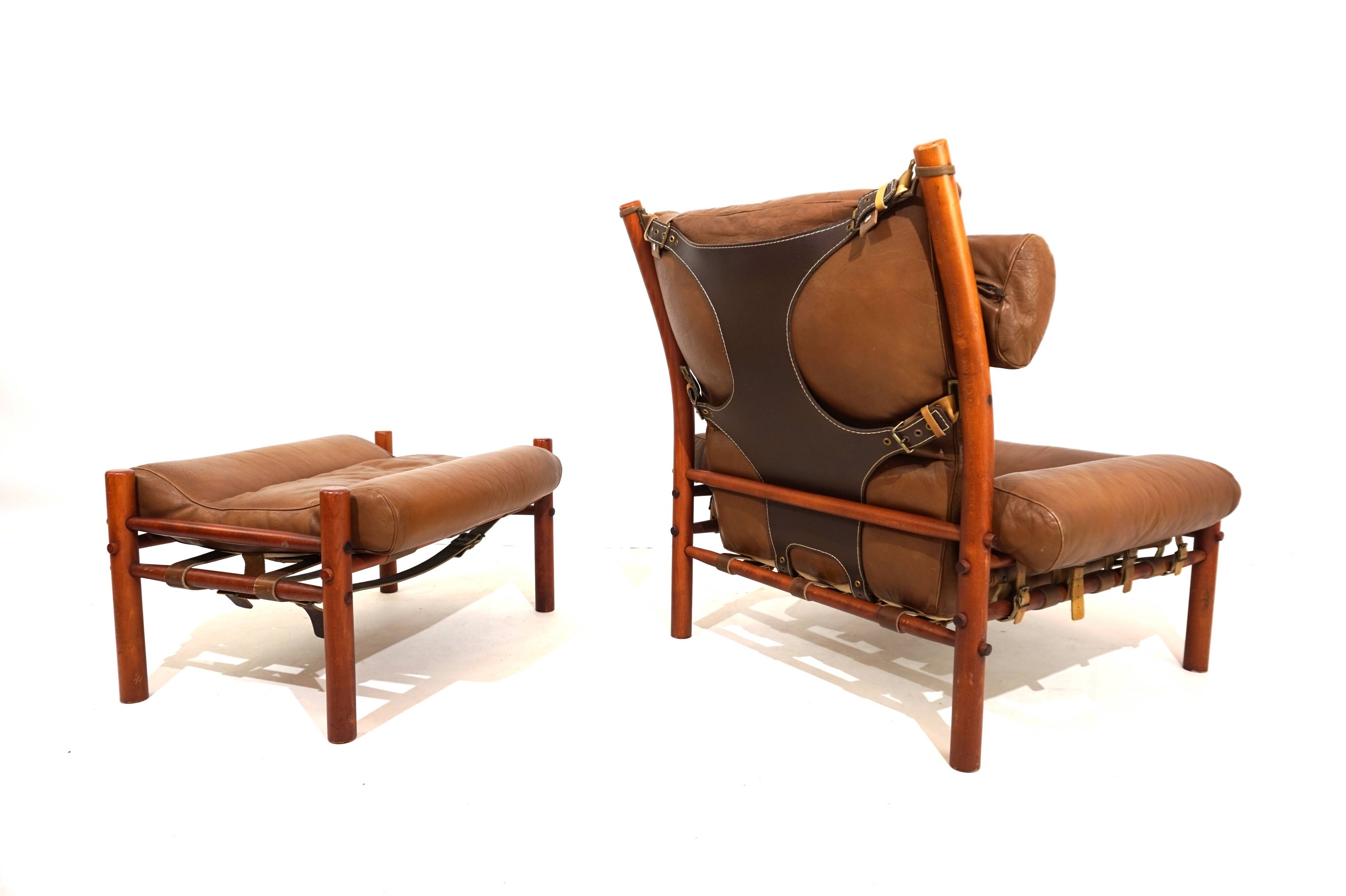 Arne Norell Inca chair with ottoman for Norell AB
