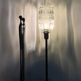 Table lamp with bubbled tubular glass shade