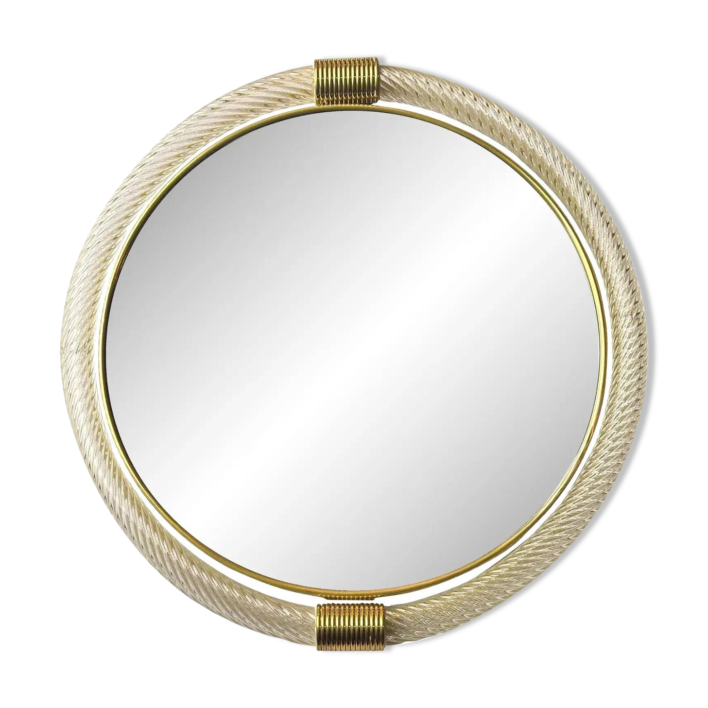 Venetian Round "Torgiglione-Torchon" Murano Glass Wall Mirror