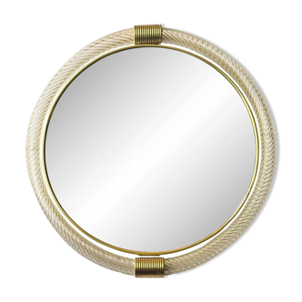 Venetian Round "Torgiglione-Torchon" Murano Glass Wall Mirror