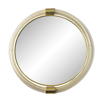 Venetian Round "Torgiglione-Torchon" Murano Glass Wall Mirror