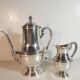 Louis XVI style silver-plated teapot and milk jug
