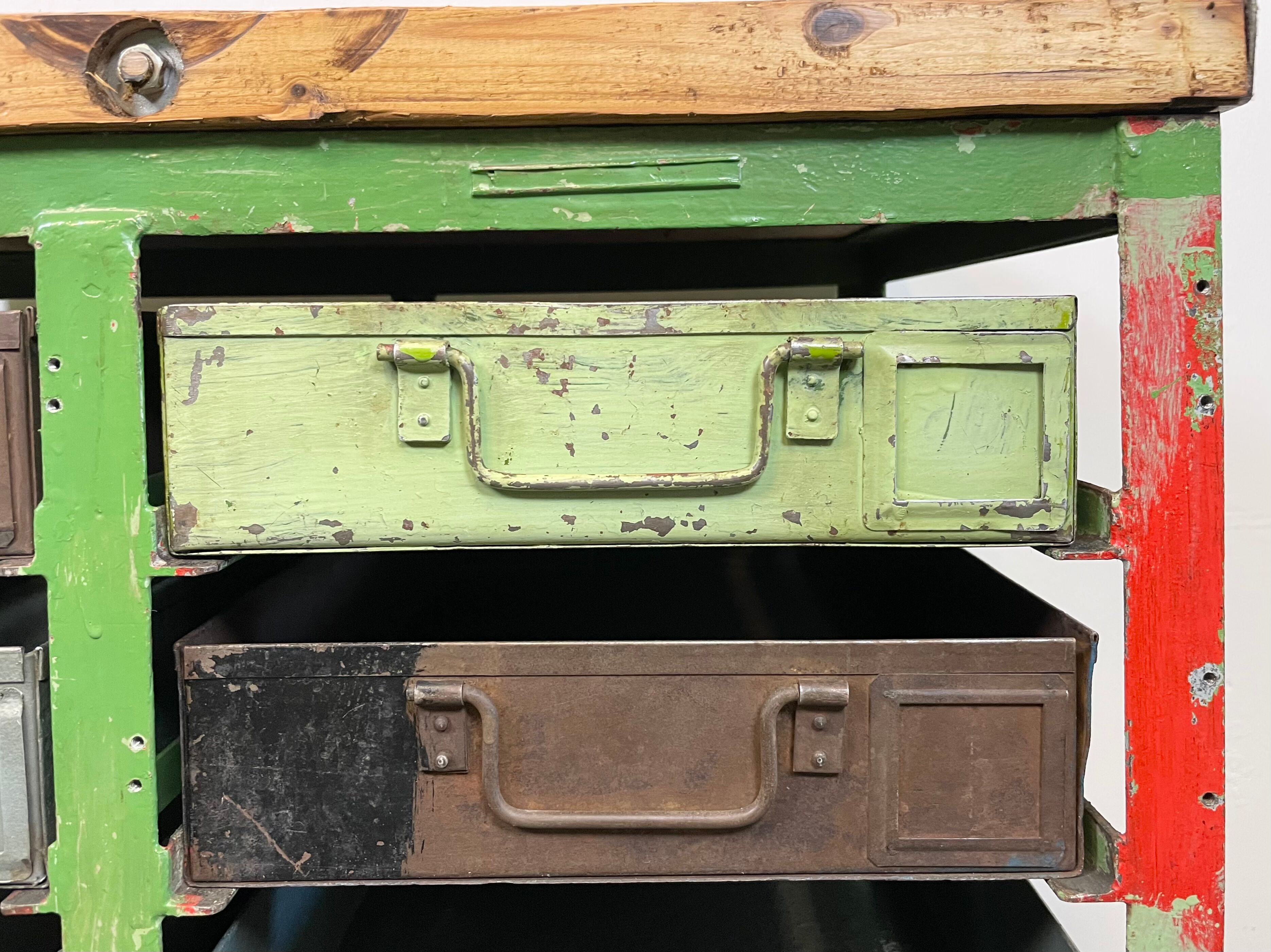 Vintage Industrial Iron Chest of Drawers, 1950s