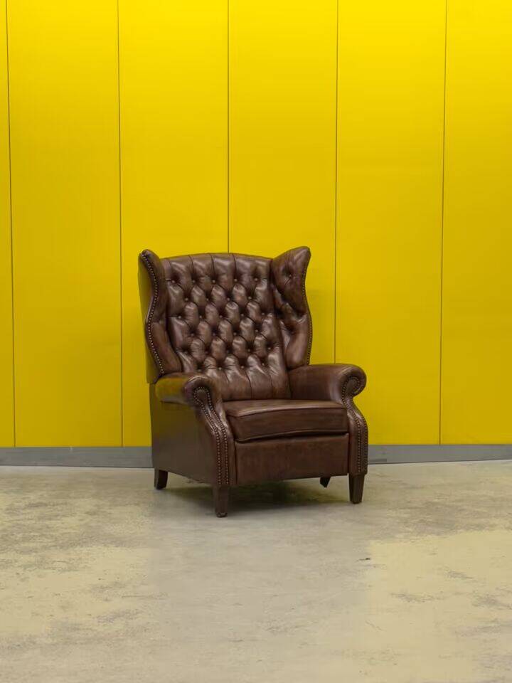 Brown leather Handmade Chesterfield Recliner Armchair