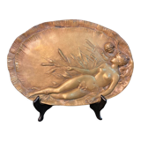 Bronze empty pocket of woman and child with reeds circa 1900