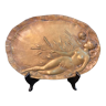 Vide poche bronze femme enfant aux roseaux vers 1900