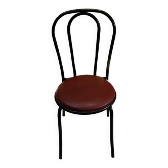 Black and burgundy metal bistro chair