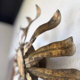 Ceiling or wall light with sun motif, brass, 1950s