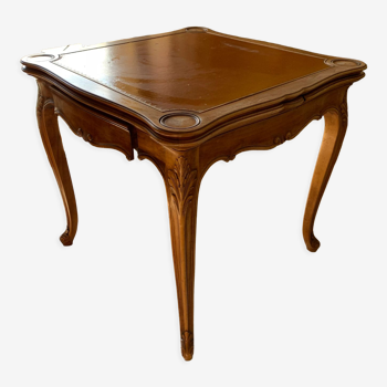Table extensible tiroirs antique pièce unique bois sculpté Jeux Échecs art déco magnifique
