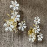 Pair of vintage golden sconces and lucite flowers