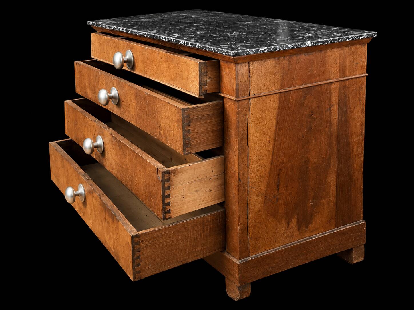 Commode ancienne en bois et marbre