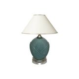 Dusty Blue Candy Table Lamp Turquoise 1970s Hollywood Regency Midcentury Vintage