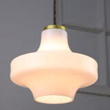 Mid-century white & brass pendant lamp
