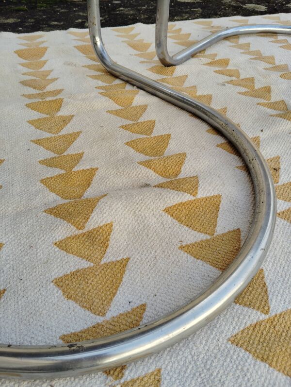 Chaise traineau tubulaire cuir metal vintage