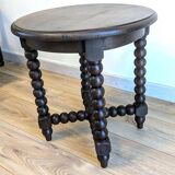 Antique side table with turned legs in solid wood, Louis XIII style