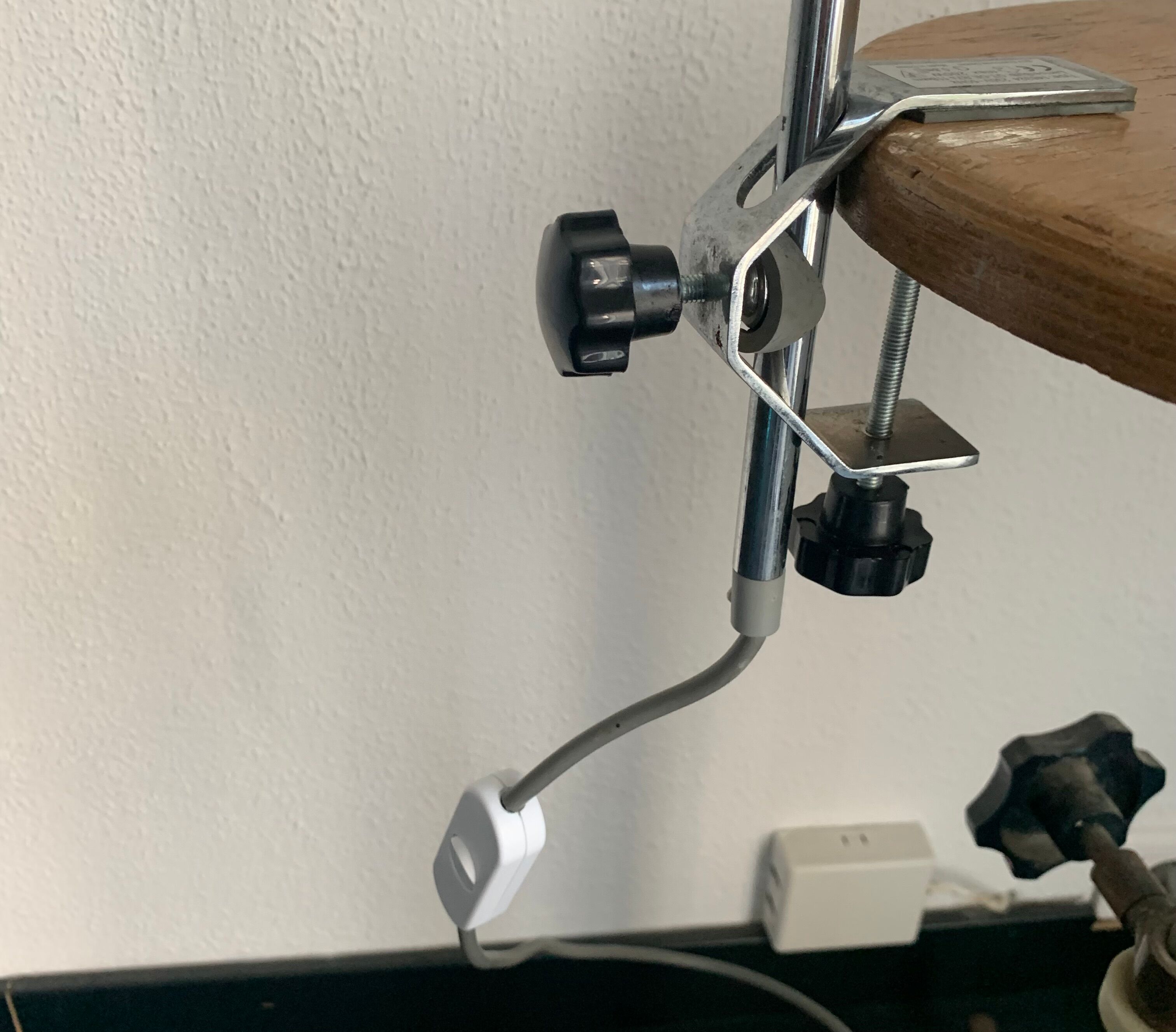 Vintage lamp 1980 medical gray cement and chrome - 50 cm