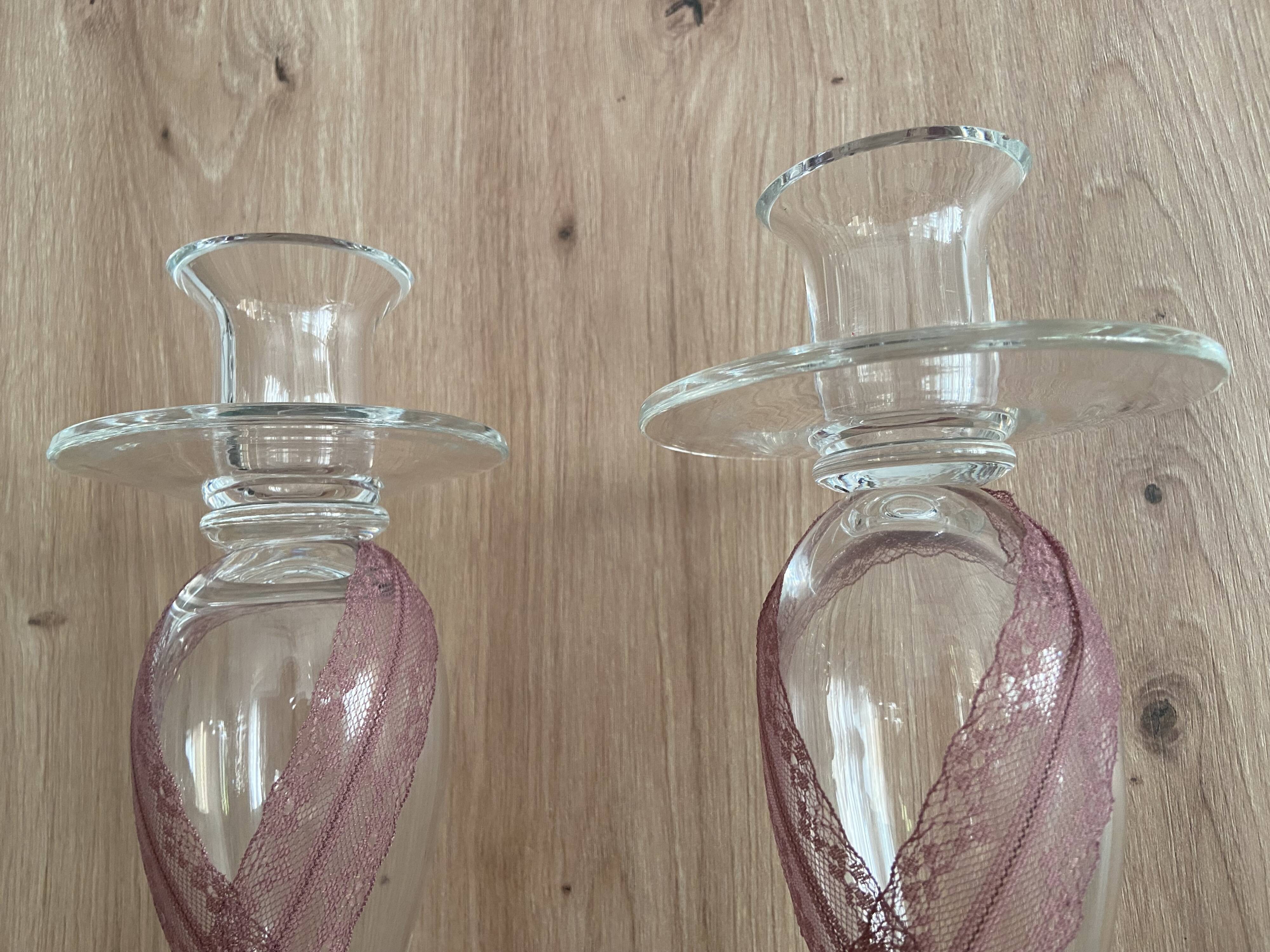 Pair of Candlesticks Candle Holders Design Blown Glass Decorative