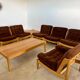 Old modular living room 7 armchairs and vintage Scandinavian design coffee table from the 60s