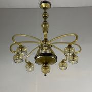 Venetian Art Nouveau chandelier in green and blue Murano glass circa 1920