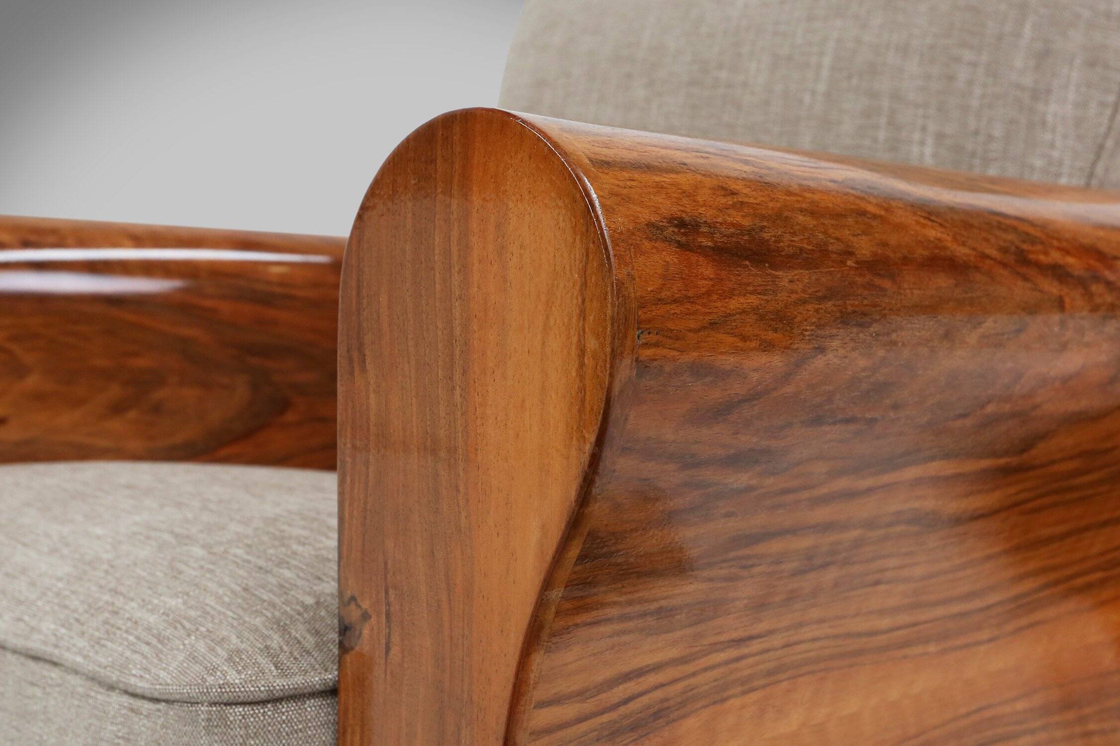 Set of 2 Art Deco Armchairs in Walnut Veneer, France 1930s