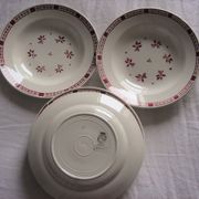 Lot 6 hollow plates Digoin Sarreguemines Dominique Red Flowers Art Deco