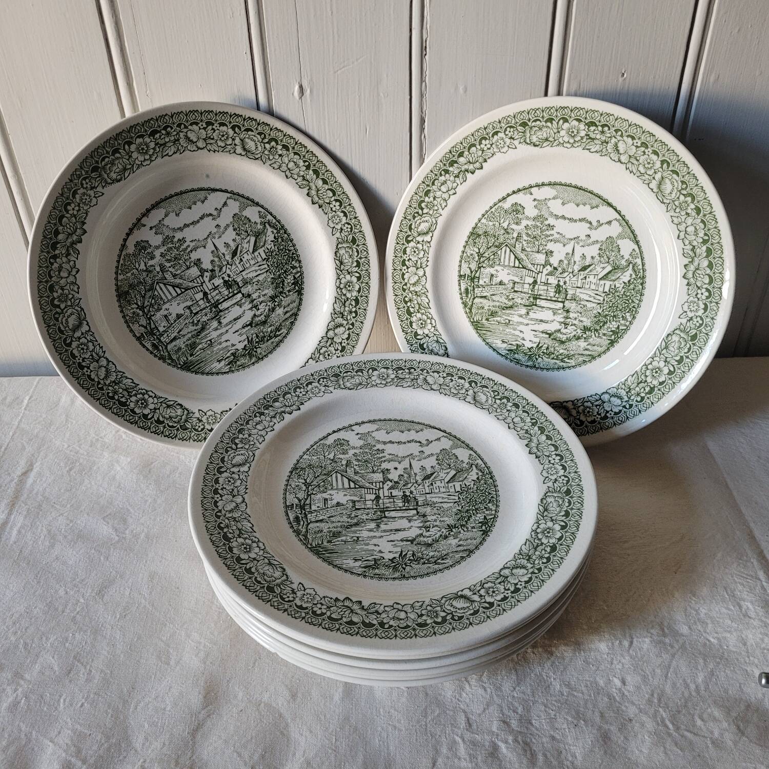 Pastoral decor earthenware dinner plates