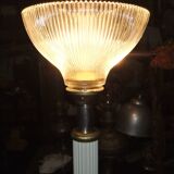 Large vintage column lamp from the 50s, molded glass floor lamp