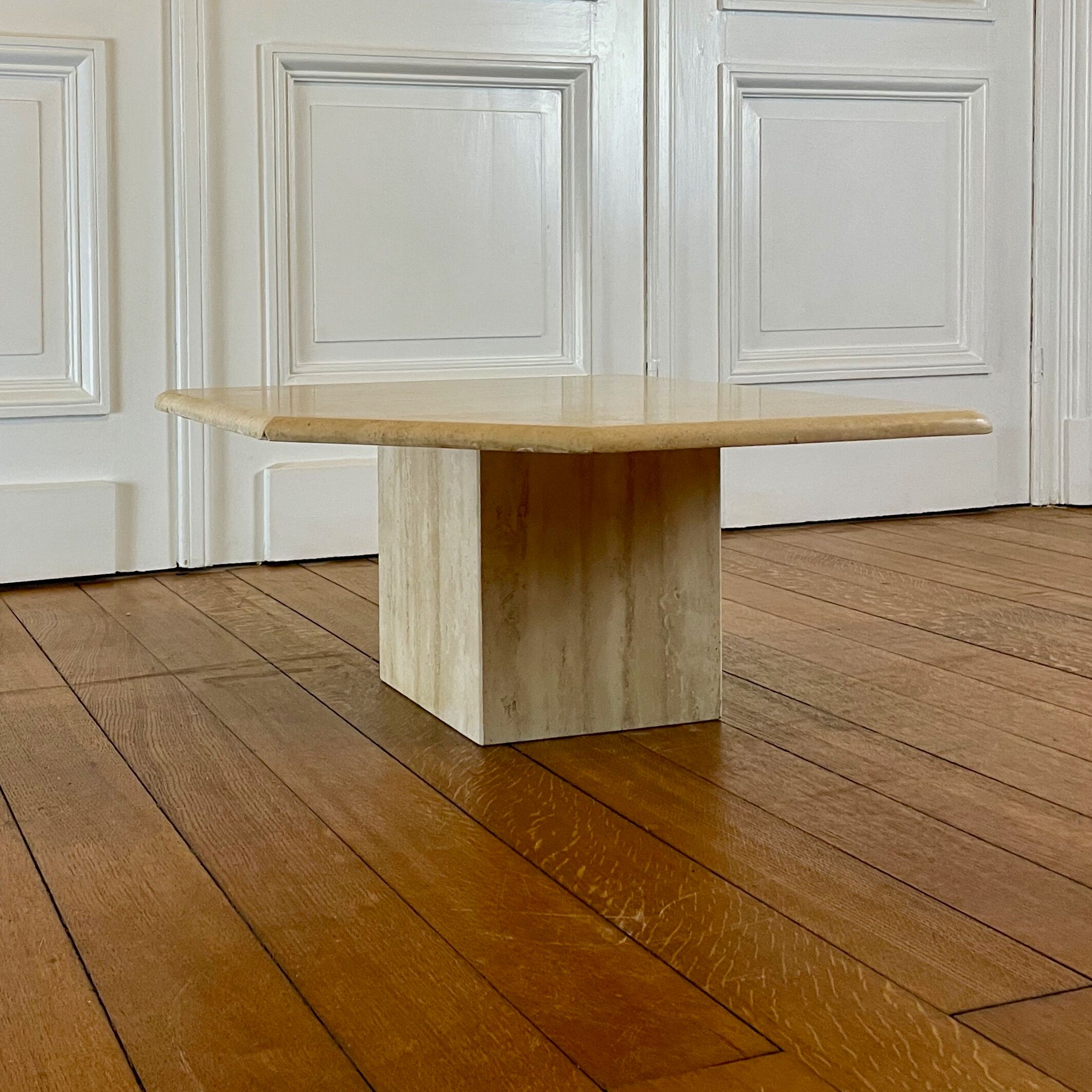 Travertine side table