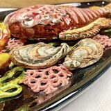 Large Vallauris slip dish 57x25 cm lobster fish