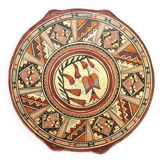 Painted terracotta wall dish from Peru, 70s