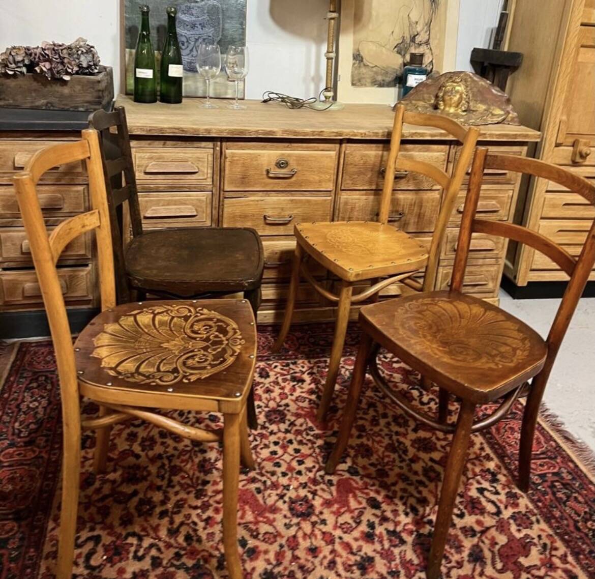 4 old bistro chairs