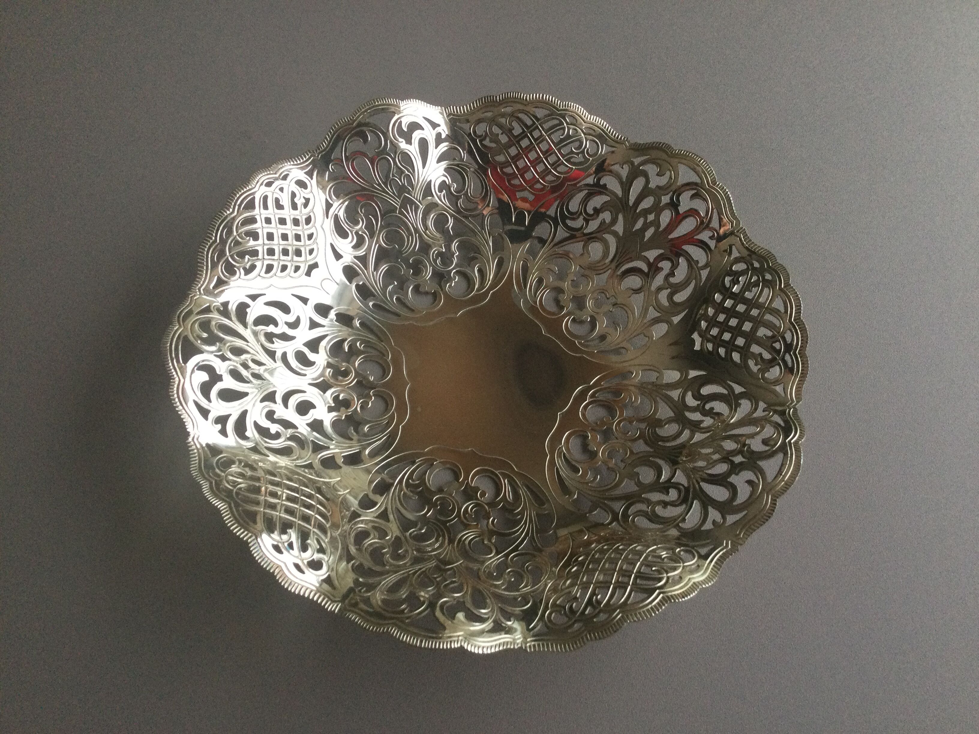 Silver metal bread basket