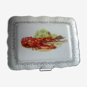 Plat a homard a langouste en faience real opalor