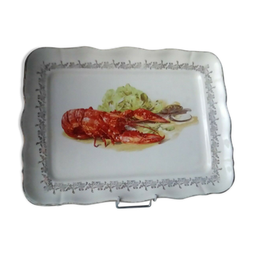 Plate with lobster and langoustine in real opal porcelain.