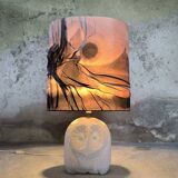 Vintage owl lamp made of natural stone