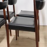 Série de 4 chaises scandinave Danemark en palissandre et skaï, 1960