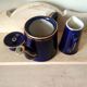 Small blue and gold teapot - milk pitcher - cobalt blue earthenware 1930