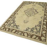 1960s Handmade Wool Oriental Beige Carpet 154 cm x 261 cm