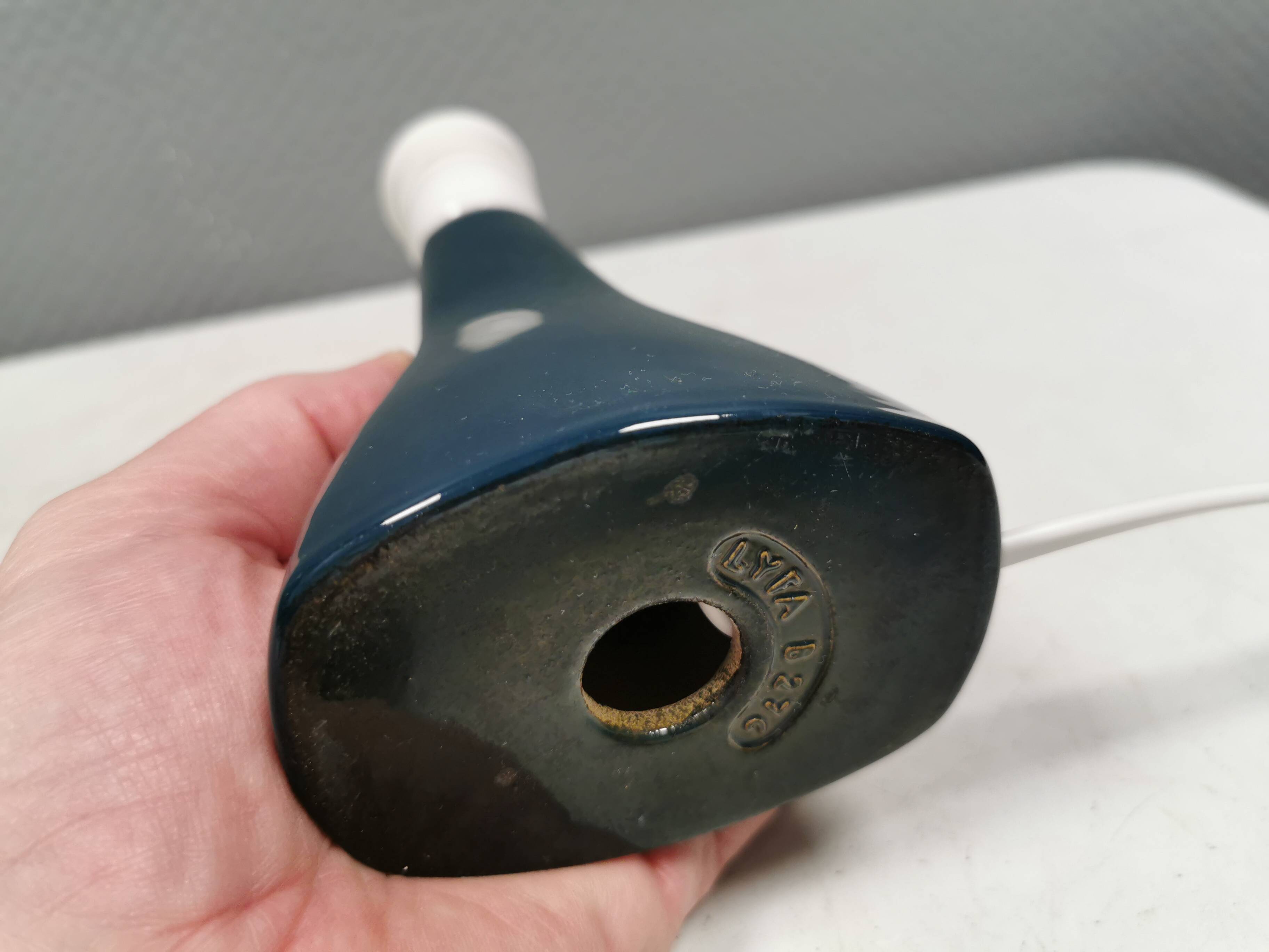 Small and rare LYFA ceramic table lamp, Denmark, 1970s.