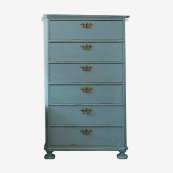 Commode en bleu/turquoise avec 6 tiroirs